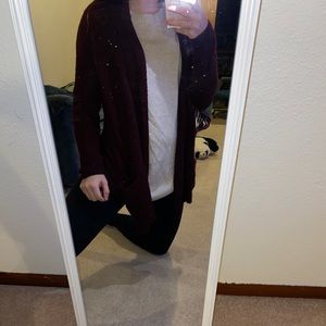 Matty M maroon oversized cardigan